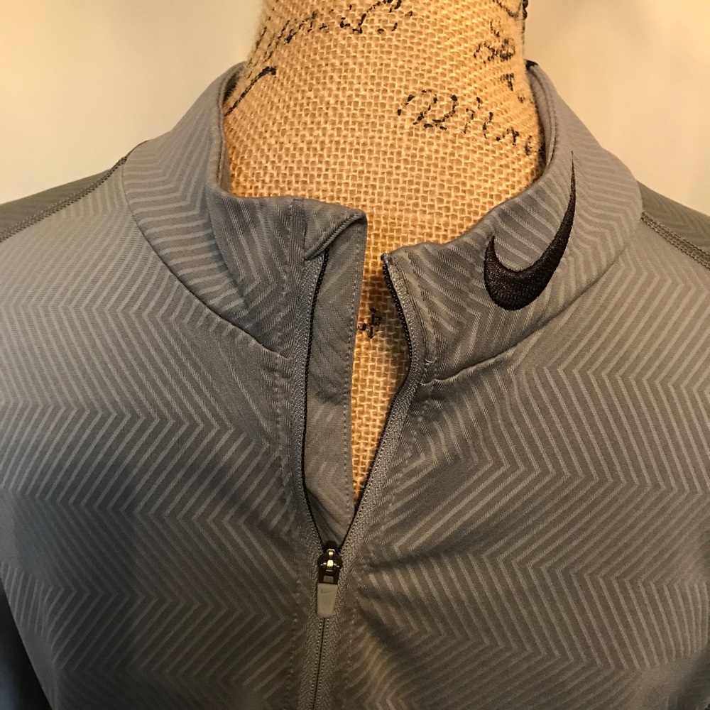 Men's Nike Pro Dri-fit fitted 1/4zip grey/black - Picture 2 of 8